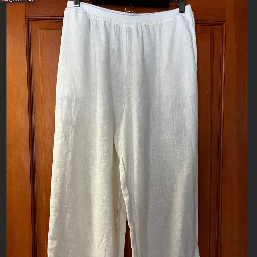 White Linen Crop Pants
